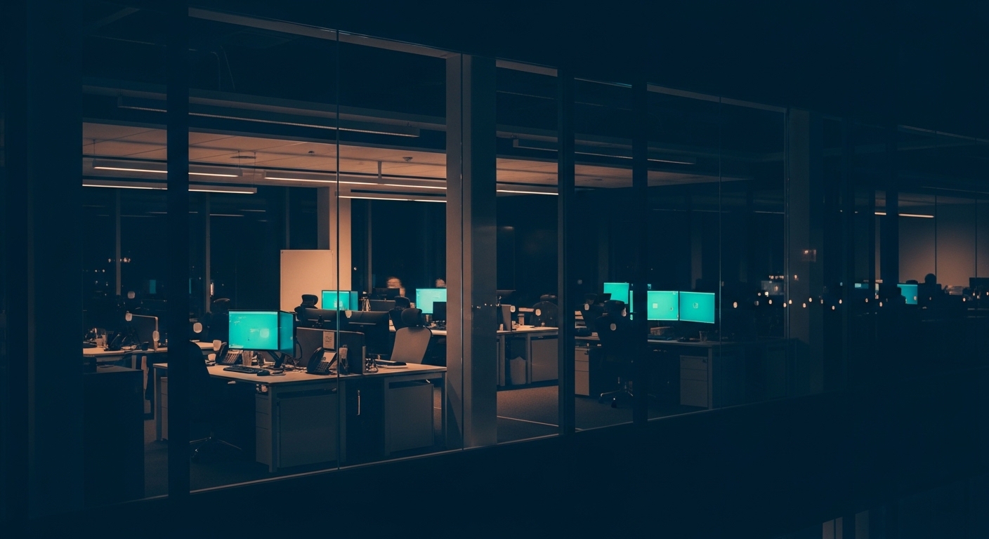 Orospor engineering office at night